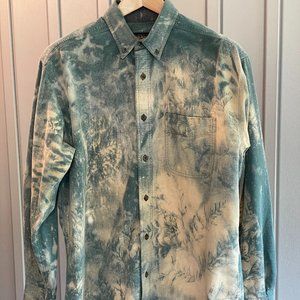 Vintage WOOLRICH Men's Flannel Shirt / Custom bleach arboreal design - Size XL